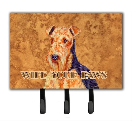 Carolines Treasures 6 x 9 In. Airedale Wipe your Paws Leash or Key Holder LH9453TH68